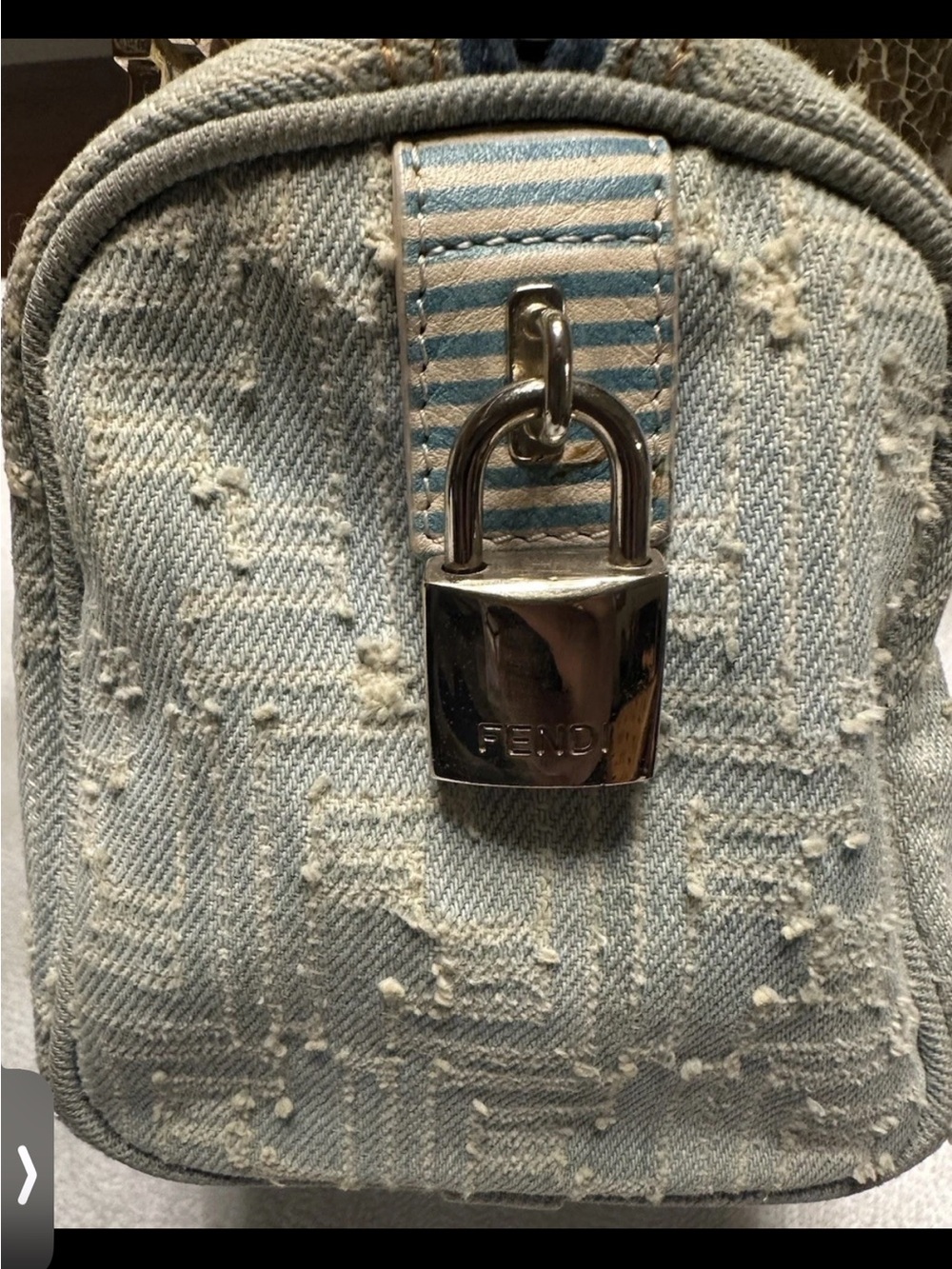 Fendi Vintage Denim Mini Boston Bag Distressed Zucca Y2K COA - Picture 16 of 16